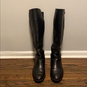 Tory Burch leather knee high stretch back boots